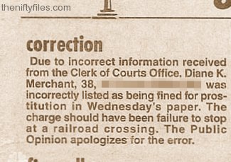 Correction: Diane Merchant was incorrectly listed as being fined for prostitution.  Actual charge was failure to stop at a railroad crossing.
