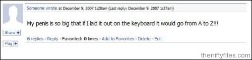 Online message claim: My Penis Is So Big It Reaches From A to Z On The Keyboard!