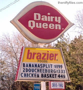 Limited space on sigh, double chesse burgers abbreviated to doucheburg