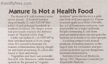 Manure Is Not A Health Food
