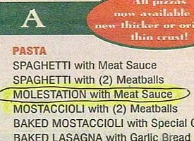 Menu Item: Molestation with Meat Sauce