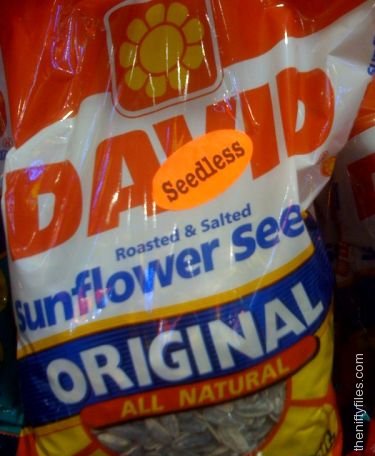 Bag of sunflower seeds marked as seedless