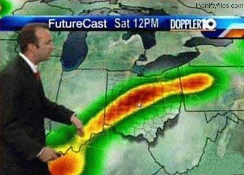 Weather map looks like the weatherman's genitalia
